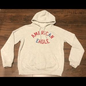 American Eagle Heather Cream Sweatshirt Hoodie | red, cream & blue USA